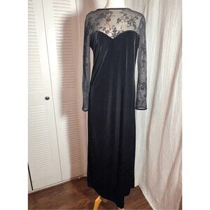 Kathie Lee Dress Size 12 Women’s Velvet Black Lace Evening Gown Dress